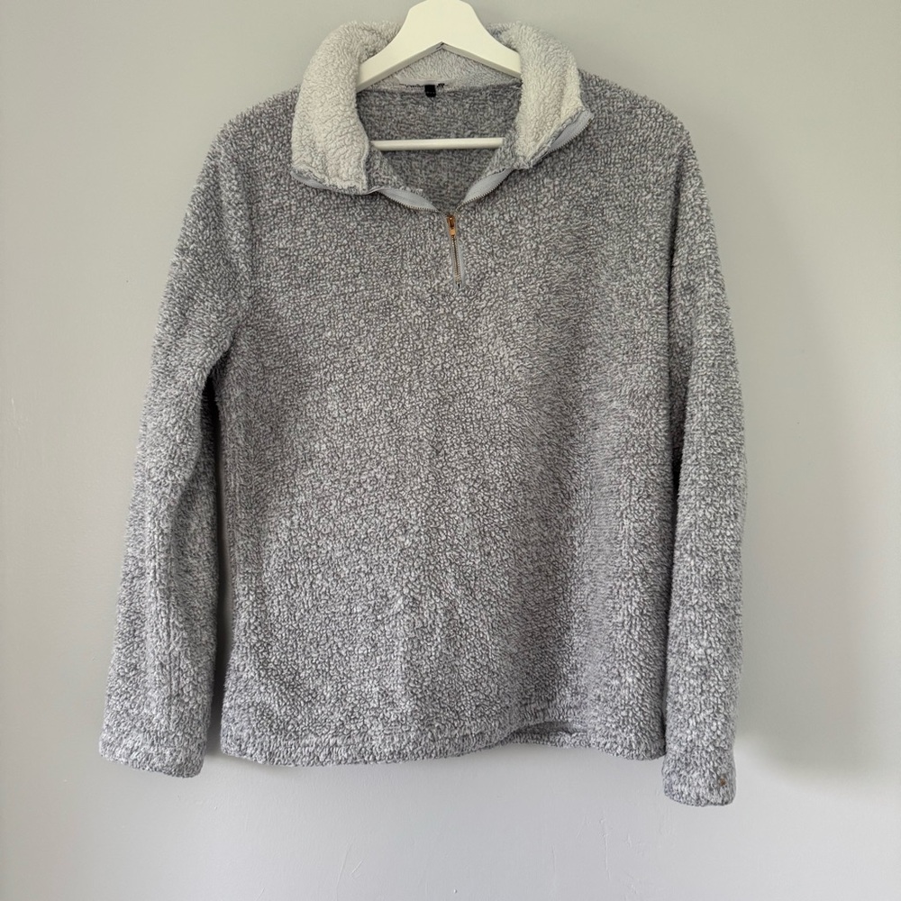 Cozy Gray Sherpa Pullover